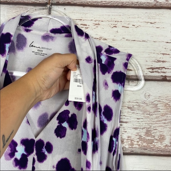 Lane Bryant lavendar cheetah drape blouse 22/24 - Picture 9 of 12